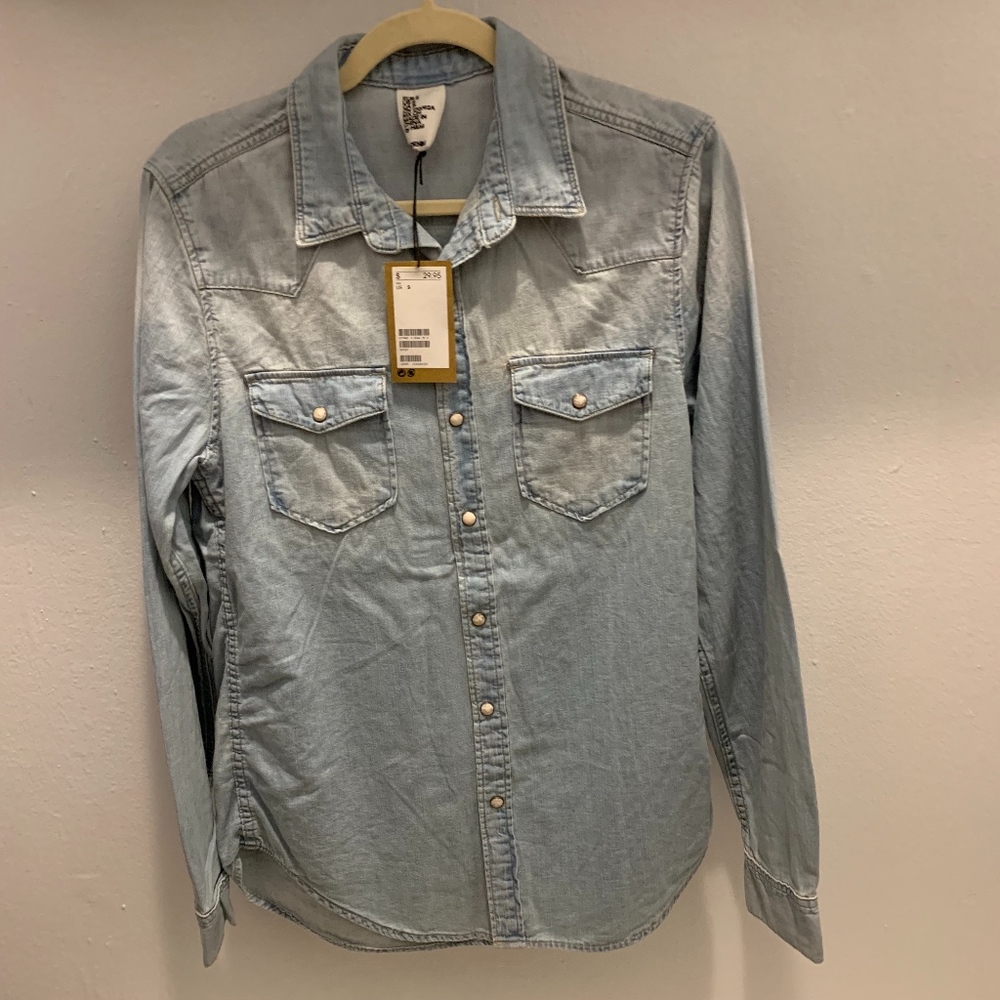 Mens H&M Denim Long Sleeve Shirt - Size S (NWT)